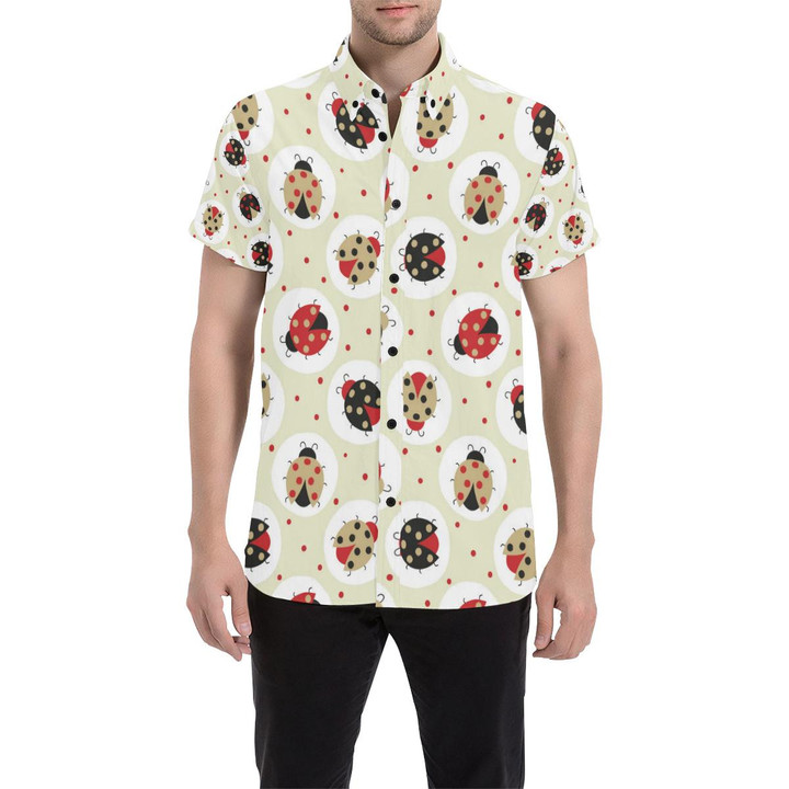 Ladybug Pattern Print Design 03 3d Men's Button Up Shirt