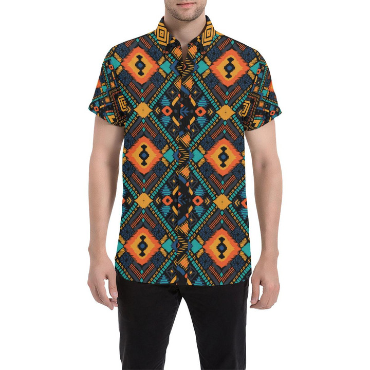Kente Pattern Print Design 04 3d Men's Button Up Shirt