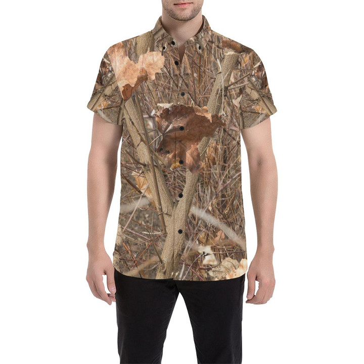 Camo Realistic Tree Forest Autumn Print 3d Men's Button Up Shirt