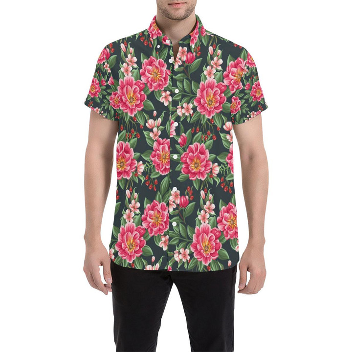 Summer Floral Pattern Print Design Sf06 3d Men's Button Up Shirt