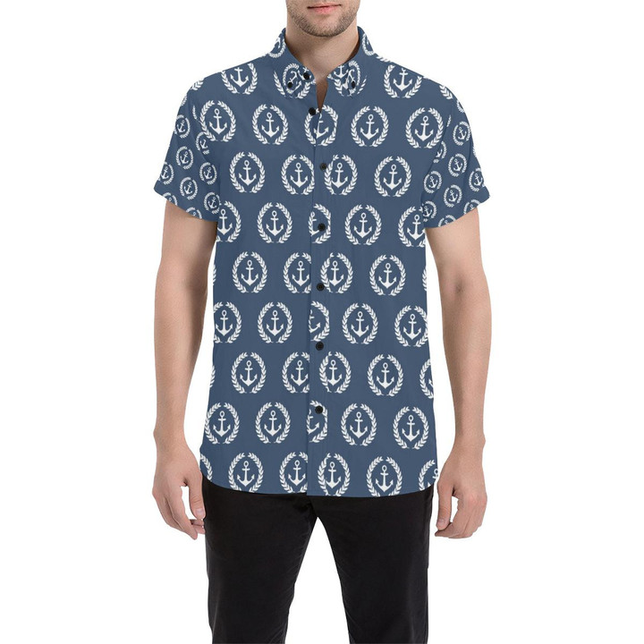 Anchor Pattern Print Design 04 3d Men's Button Up Shirt