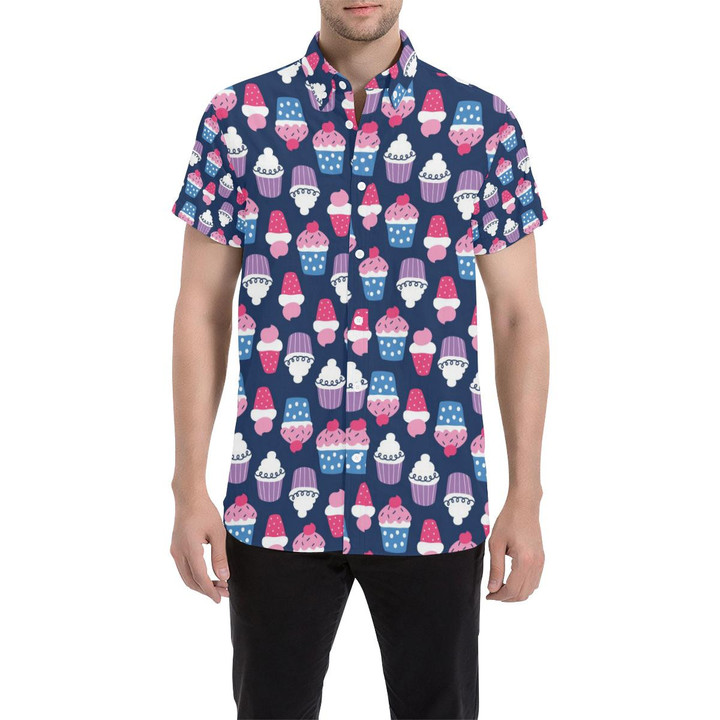 Cupcake Pattern Print Design Cp04 3d Men's Button Up Shirt