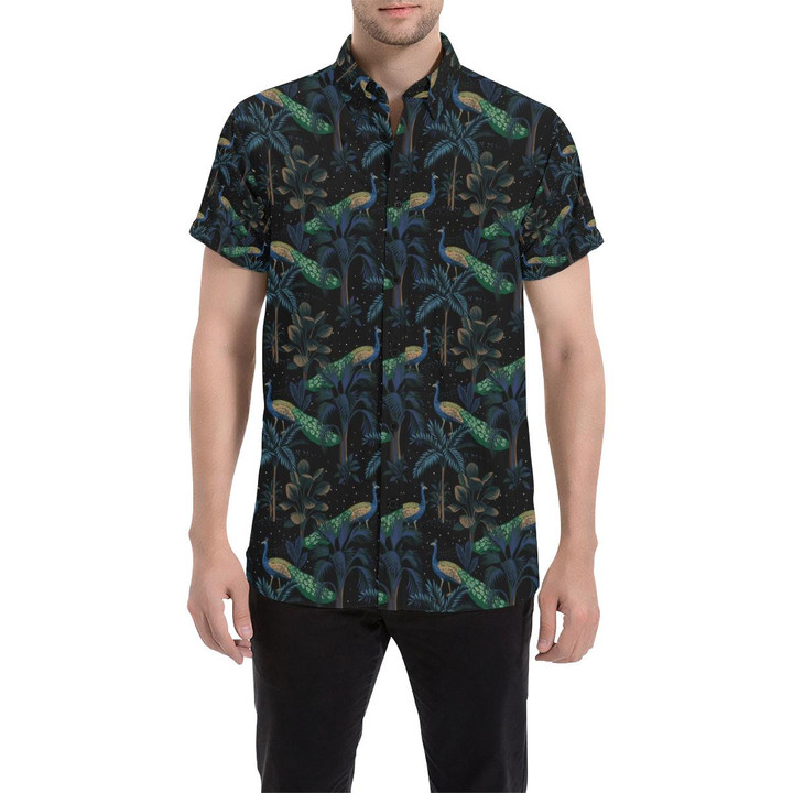 Rainforest Peacock Pattern Print Design A04 3d Men's Button Up Shirt
