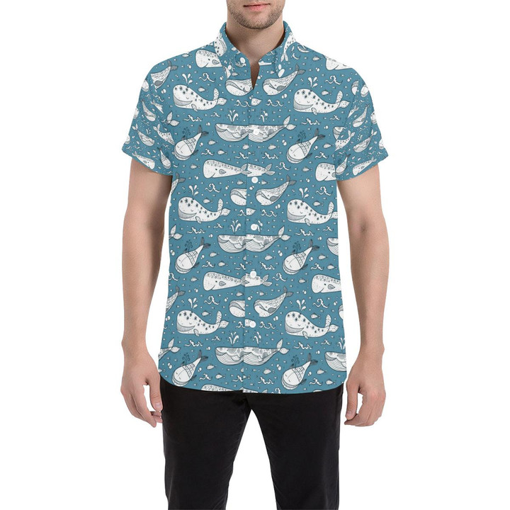 Humpback Whale Pattern Print Design 03 3d Men's Button Up Shirt