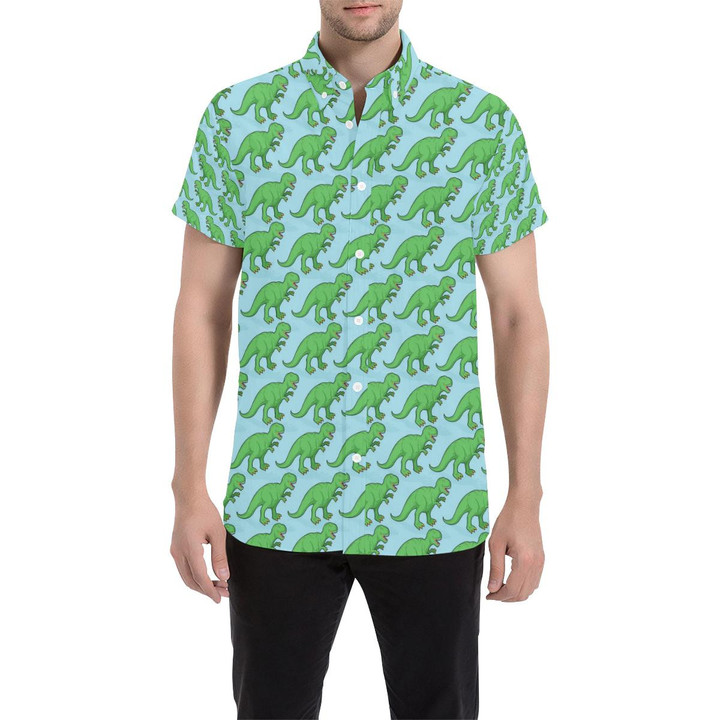 T Rex Pattern Print Design A01 3d Men's Button Up Shirt