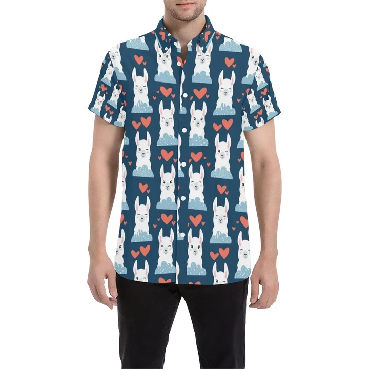 Alpaca Love Pattern Print Design 05 3d Men's Button Up Shirt