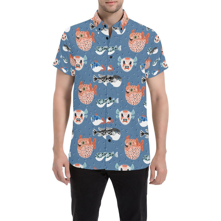 Fugu Pattern Print Design 02 3d Men's Button Up Shirt