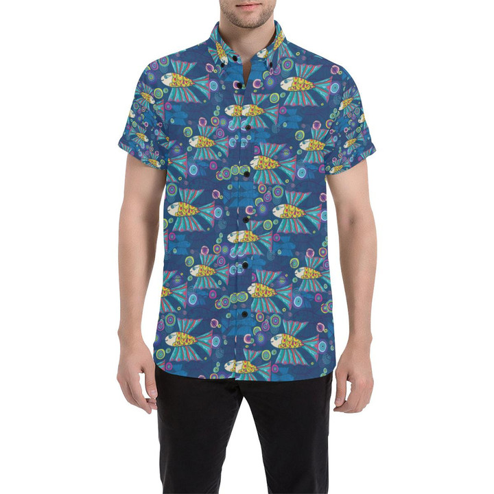 Flying Fish Pattern Print Design 01 3d Men's Button Up Shirt