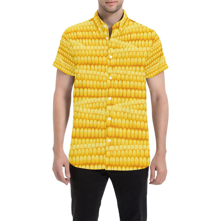 Agricultural Corn Cob Pattern 3d Men's Button Up Shirt