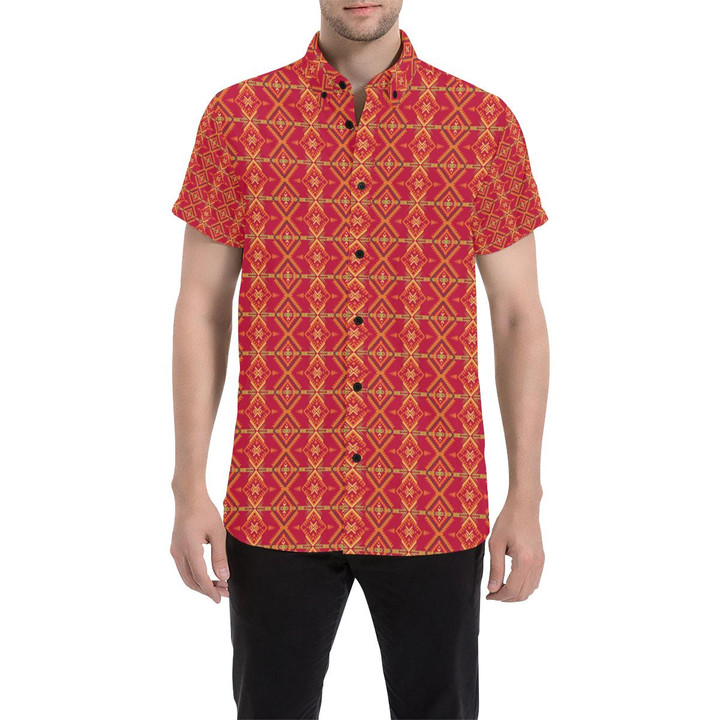 Southwest Aztec Design Themed Print 3d Men's Button Up Shirt