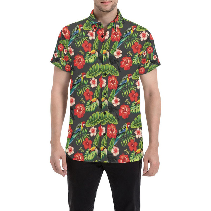 Tropical Flower Pattern Print Design Tf04 3d Men's Button Up Shirt