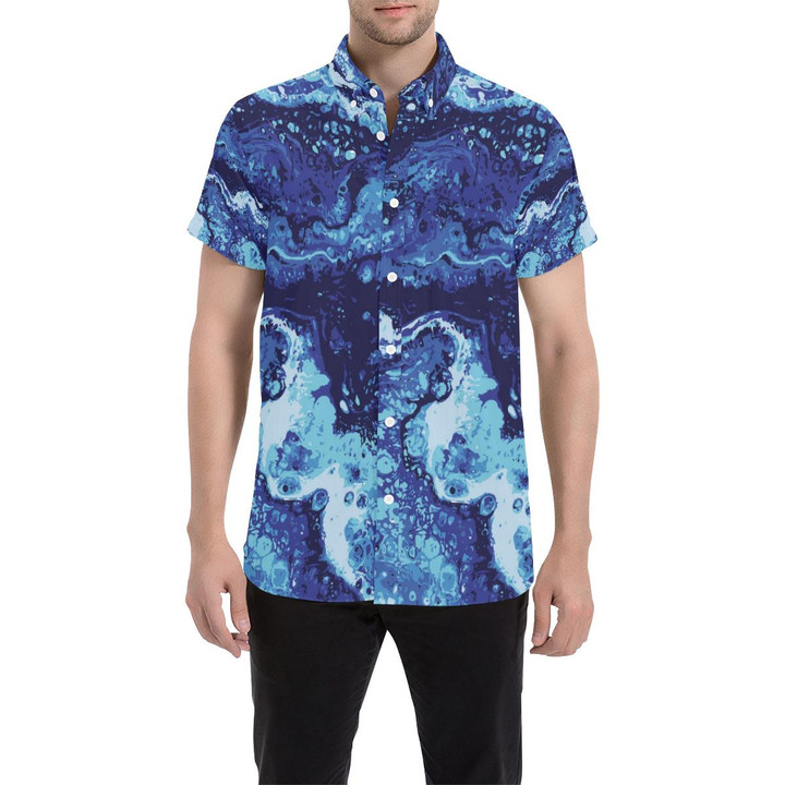 Ocean Liquid Pattern Print Design A03 3d Men's Button Up Shirt