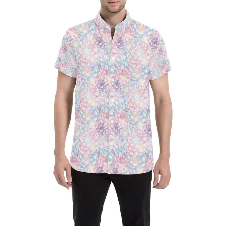 Dahlia Pattern Print Design 01 3d Men's Button Up Shirt