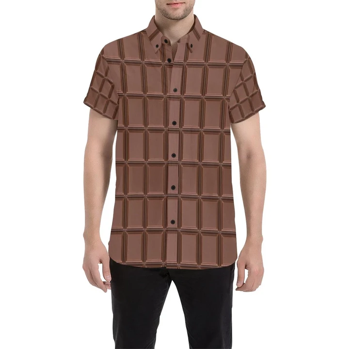 Chocolate Pattern Print Design 03 3d Men's Button Up Shirt
