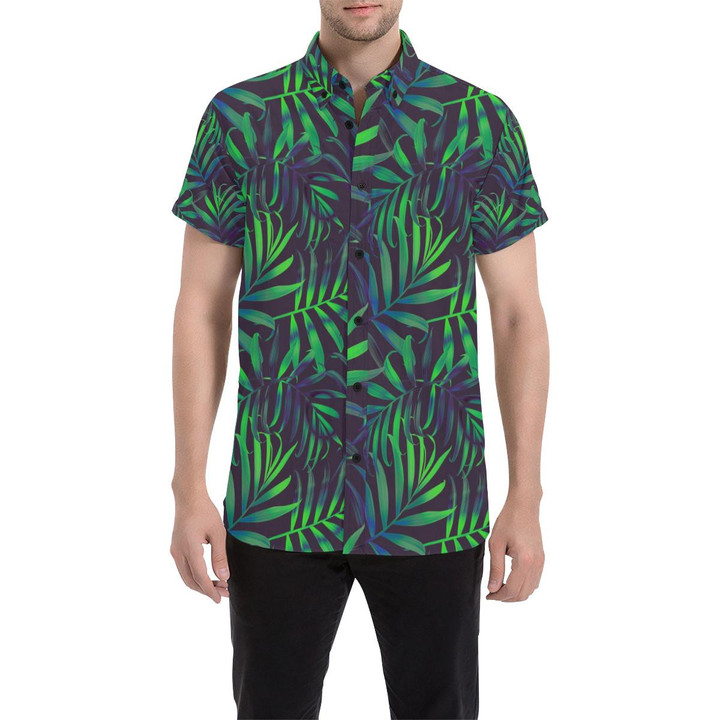 Palm Leaves Pattern Print Design Pl01 3d Men's Button Up Shirt
