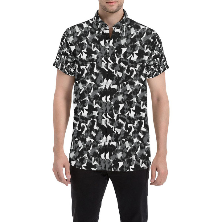 Crow Pattern Print Design 01 3d Men's Button Up Shirt
