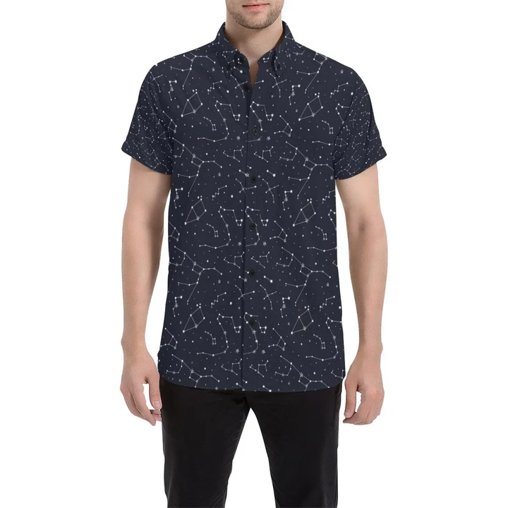 Constellation Pattern Print Design 03 3d Men's Button Up Shirt