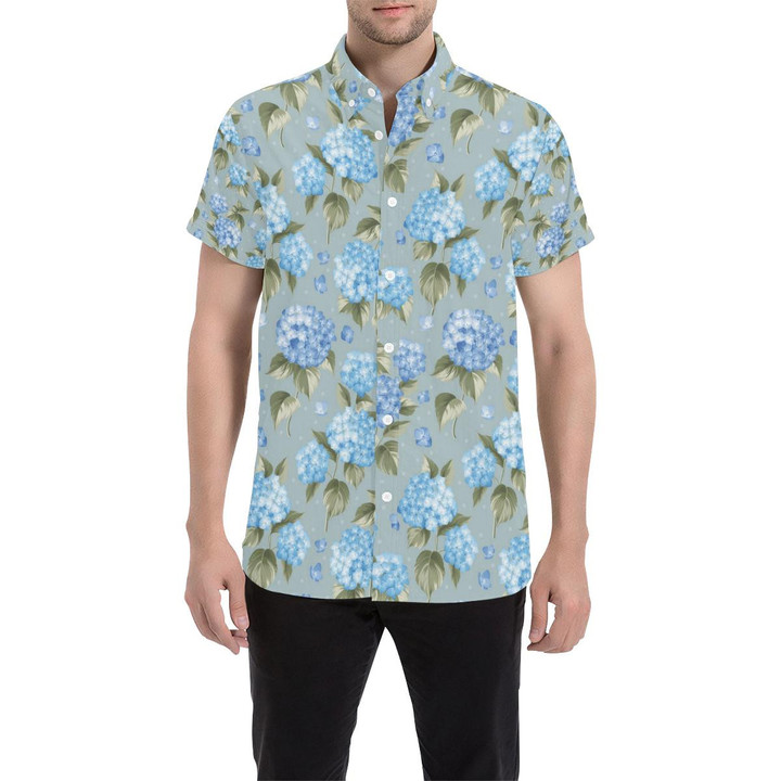 Hydrangea Pattern Print Design 01 3d Men's Button Up Shirt