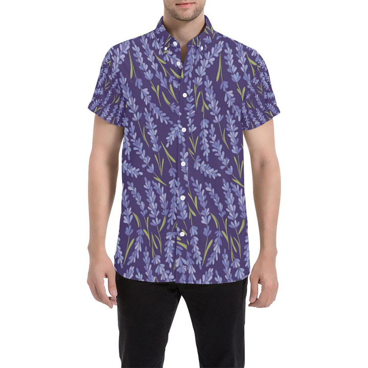 Lavender Pattern Print Design 03 3d Men's Button Up Shirt