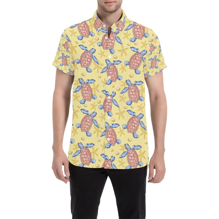 Sea Turtle Pattern Print Design T06 3d Men's Button Up Shirt
