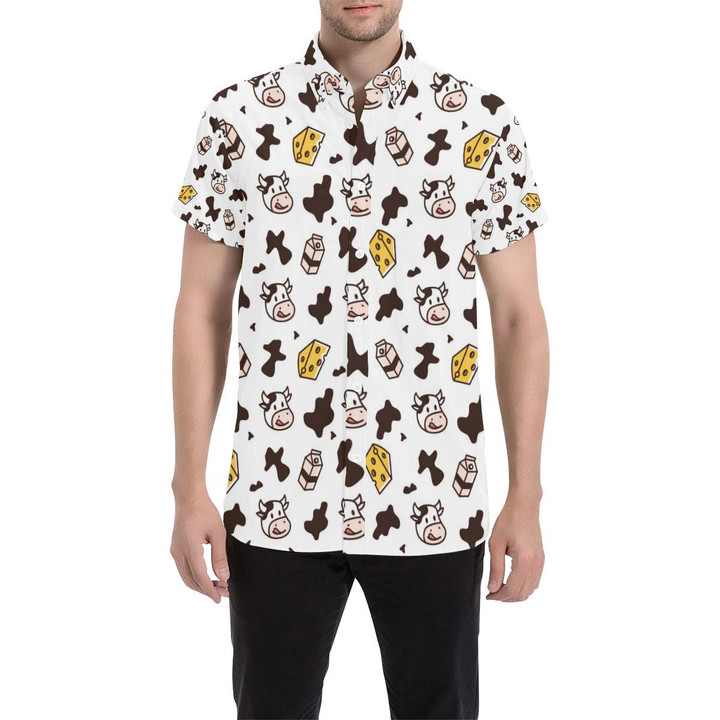 Cow Pattern Print Design 06 3d Men's Button Up Shirt