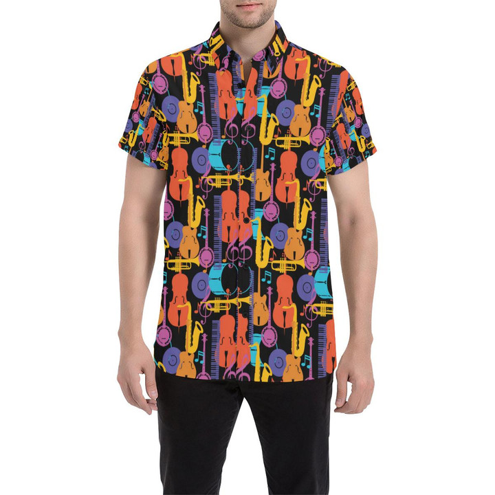 Jazz Pattern Print Design 03 3d Men's Button Up Shirt