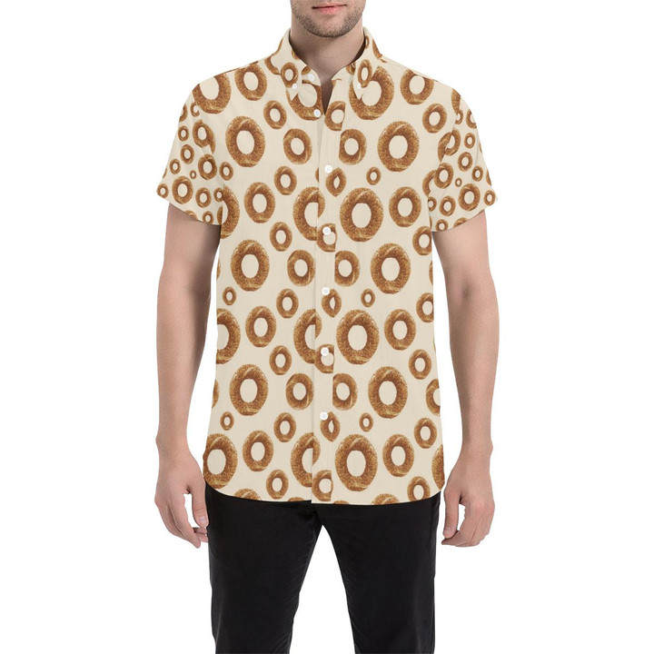 Bagel Pattern Print Design 01 3d Men's Button Up Shirt