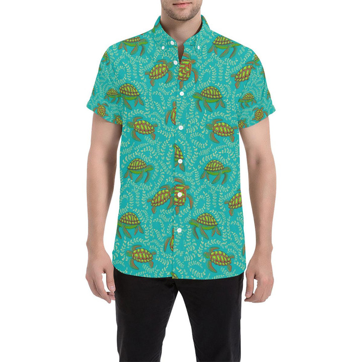 Sea Turtle Pattern Print Design T010 3d Men's Button Up Shirt