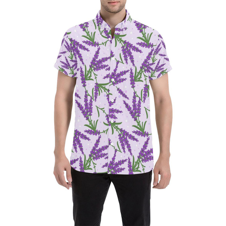 Lavender Pattern Print Design Lv02 3d Men's Button Up Shirt