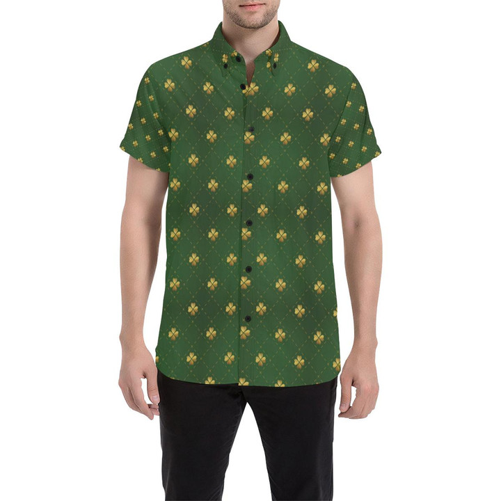 Clover Pattern Print Design 01 3d Men's Button Up Shirt