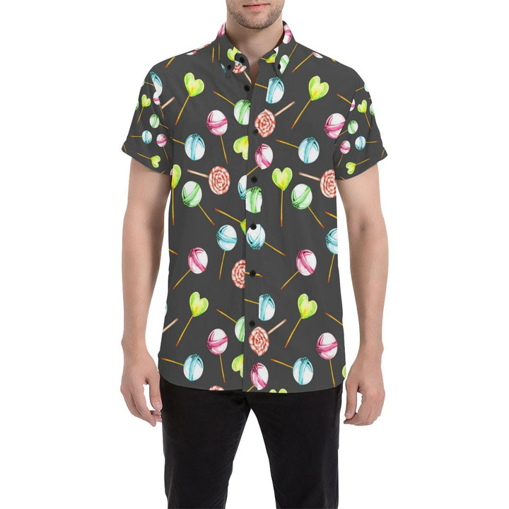 Lollipop Pattern Print Design Ll02 3d Men's Button Up Shirt