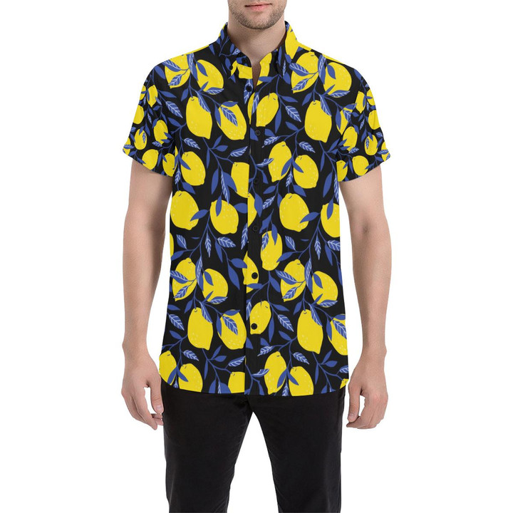 Lemon Pattern Print Design Lm01 3d Men's Button Up Shirt