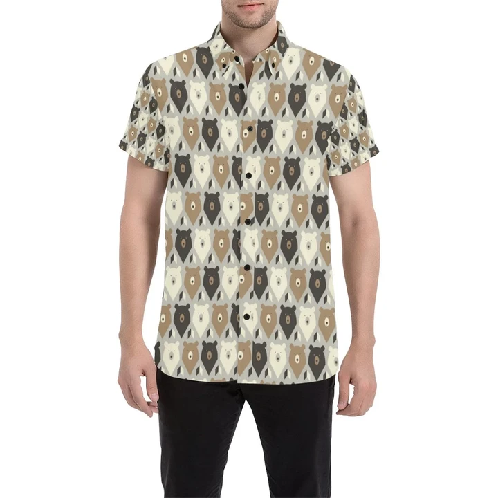 Bear Pattern Print Design 04 3d Men's Button Up Shirt