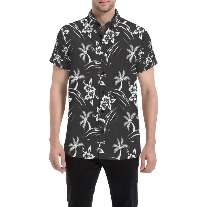 Palm Tree Pattern Print Design Pt02 3d Men's Button Up Shirt