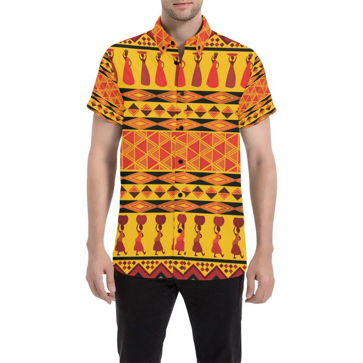 African Pattern Print Design 01 3d Men's Button Up Shirt