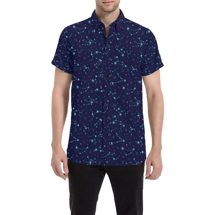 Constellation Pattern Print Design 01 3d Men's Button Up Shirt