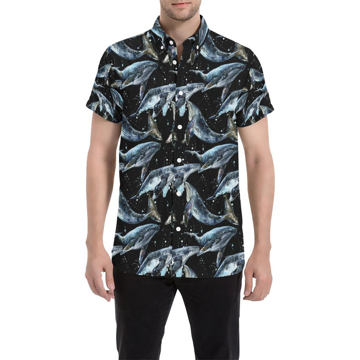 Humpback Whale Pattern Print Design 01 3d Men's Button Up Shirt