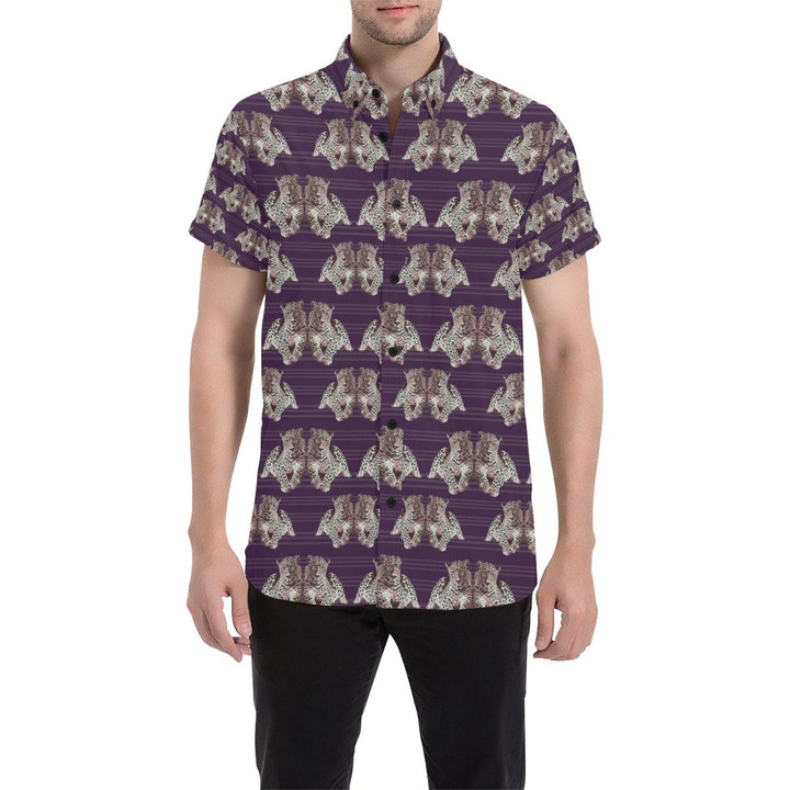 Leopard Pattern Print Design 01 3d Men's Button Up Shirt