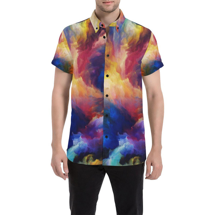 Vortex Twist Swirl Water Color Design 3d Men's Button Up Shirt