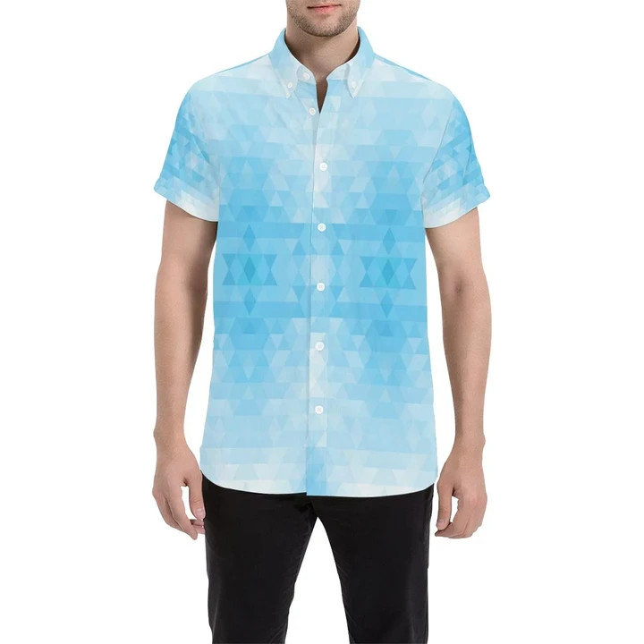 Geometric Blue Pattern Print Design 01 3d Men's Button Up Shirt