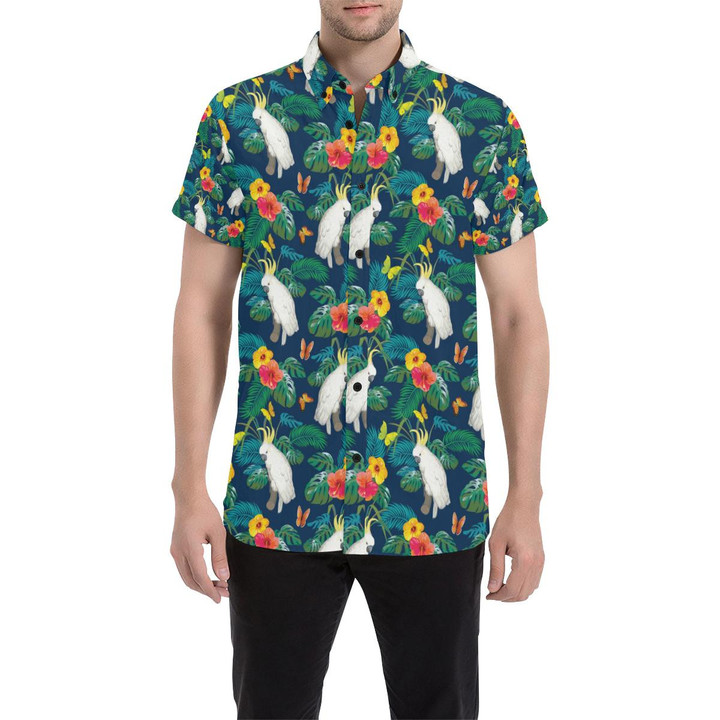 Cockatoo Tropical Pattern Print Design 02 3d Men's Button Up Shirt