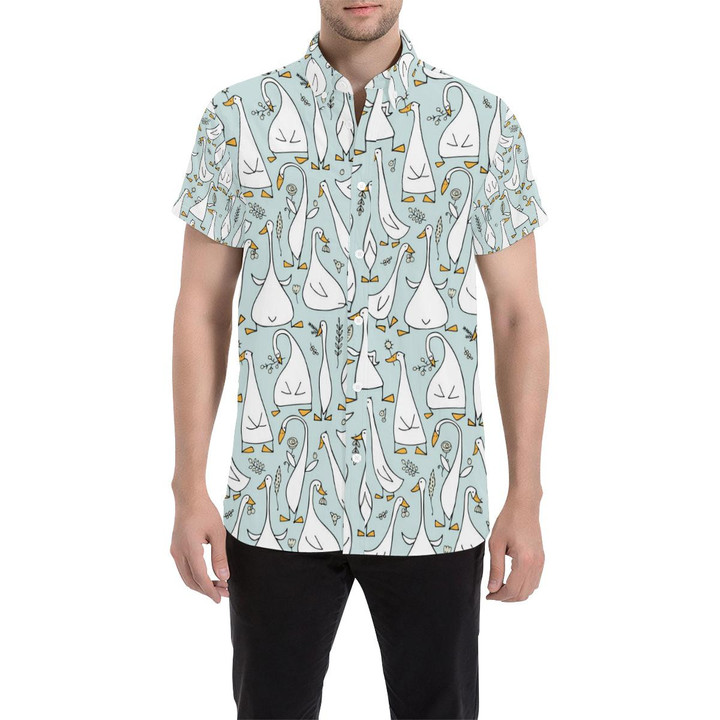 Goose Pattern Print Design 03 3d Men's Button Up Shirt