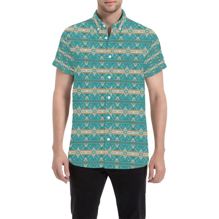 Southwest Native Design Themed Print 3d Men's Button Up Shirt