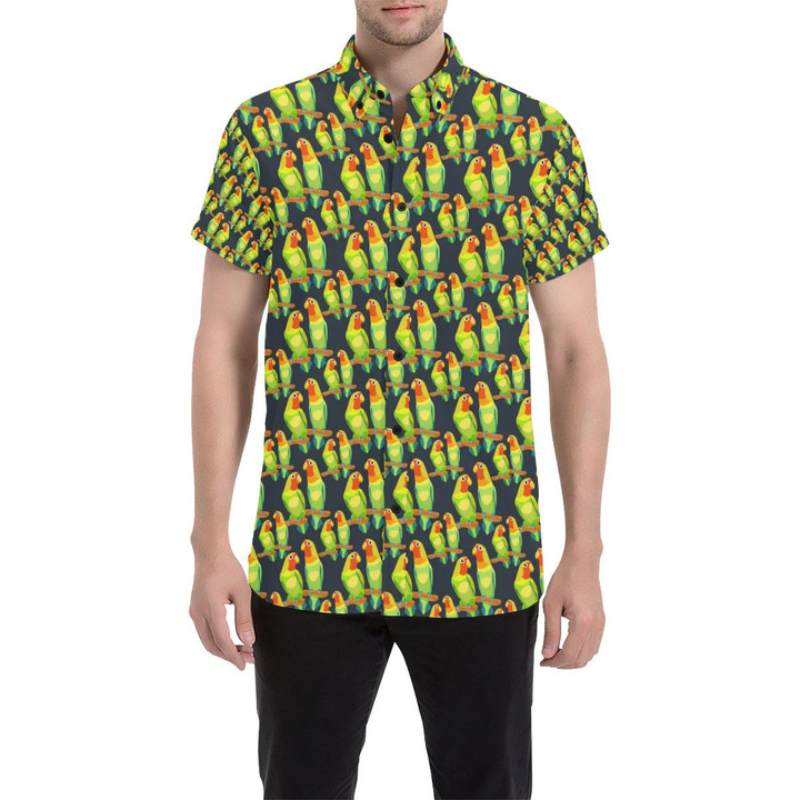 Lovebird Pattern Print Design 01 3d Men's Button Up Shirt