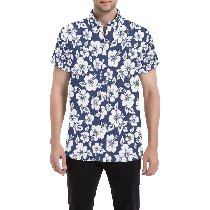 Hibiscus Pattern Print Design Hb012 3d Men's Button Up Shirt