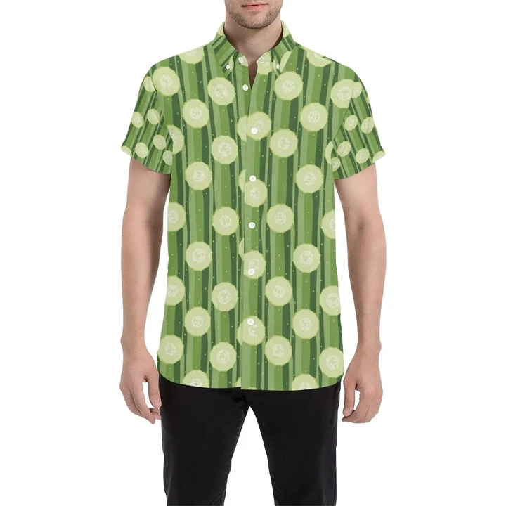 Cucumber Pattern Print Design Cc03 3d Men's Button Up Shirt