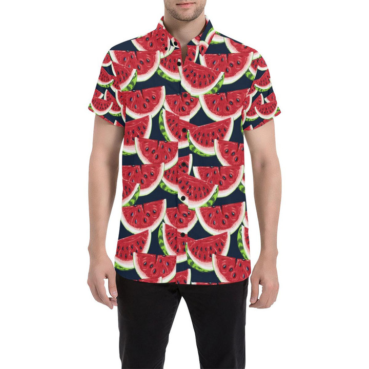 Watermelon Pattern Print Design Wm011 3d Men's Button Up Shirt
