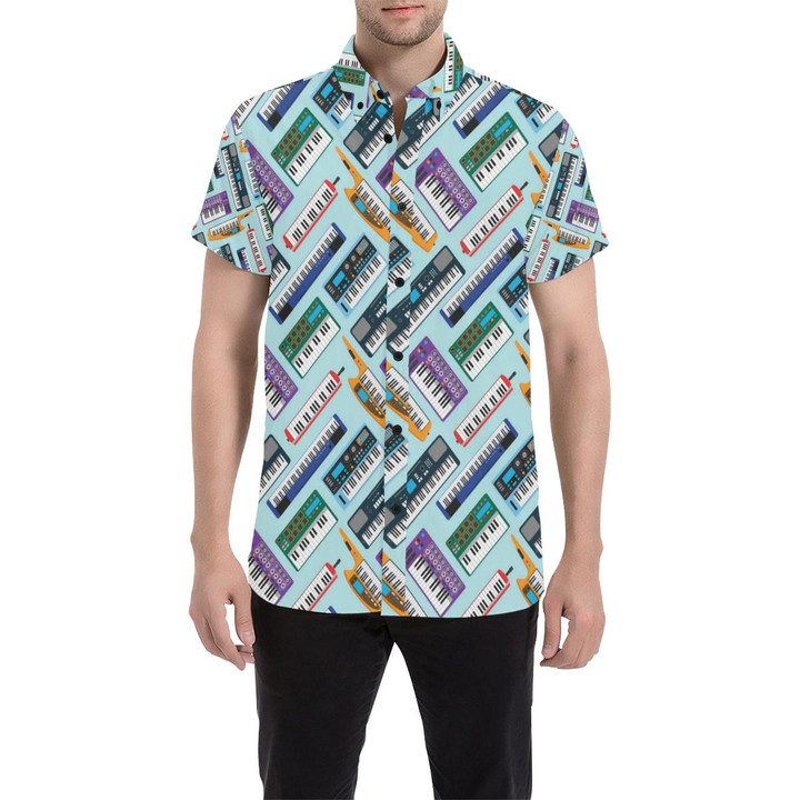 Synthesizer Pattern Print Design 02 3d Men's Button Up Shirt