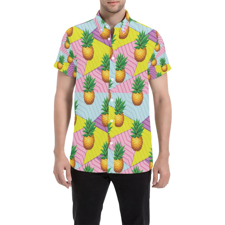 Pineapple Pattern Print Design Pp05 3d Men's Button Up Shirt