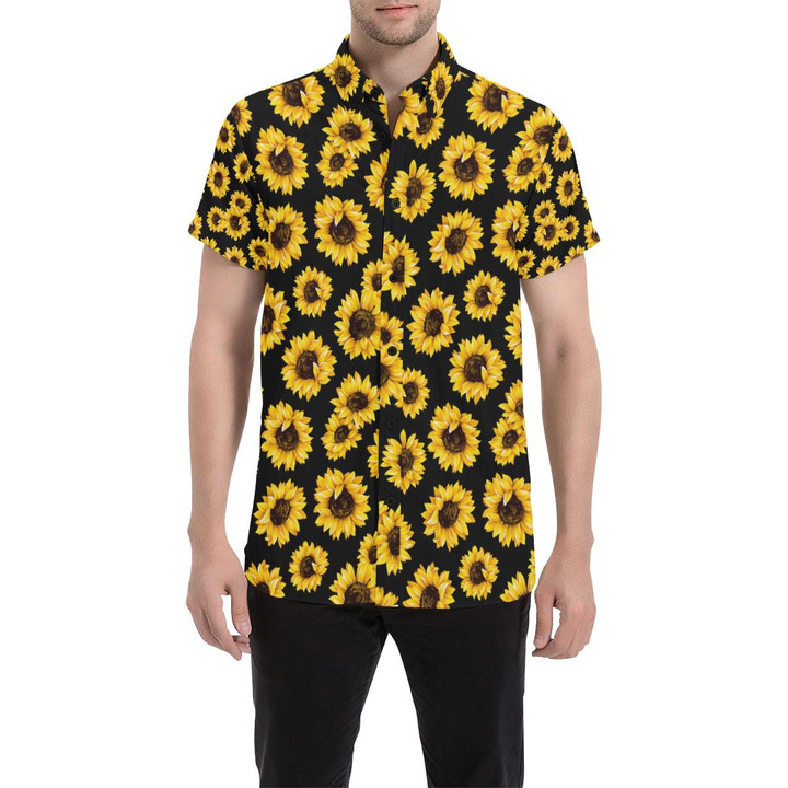 Sunflower Pattern Print Design Sf05 3d Men's Button Up Shirt